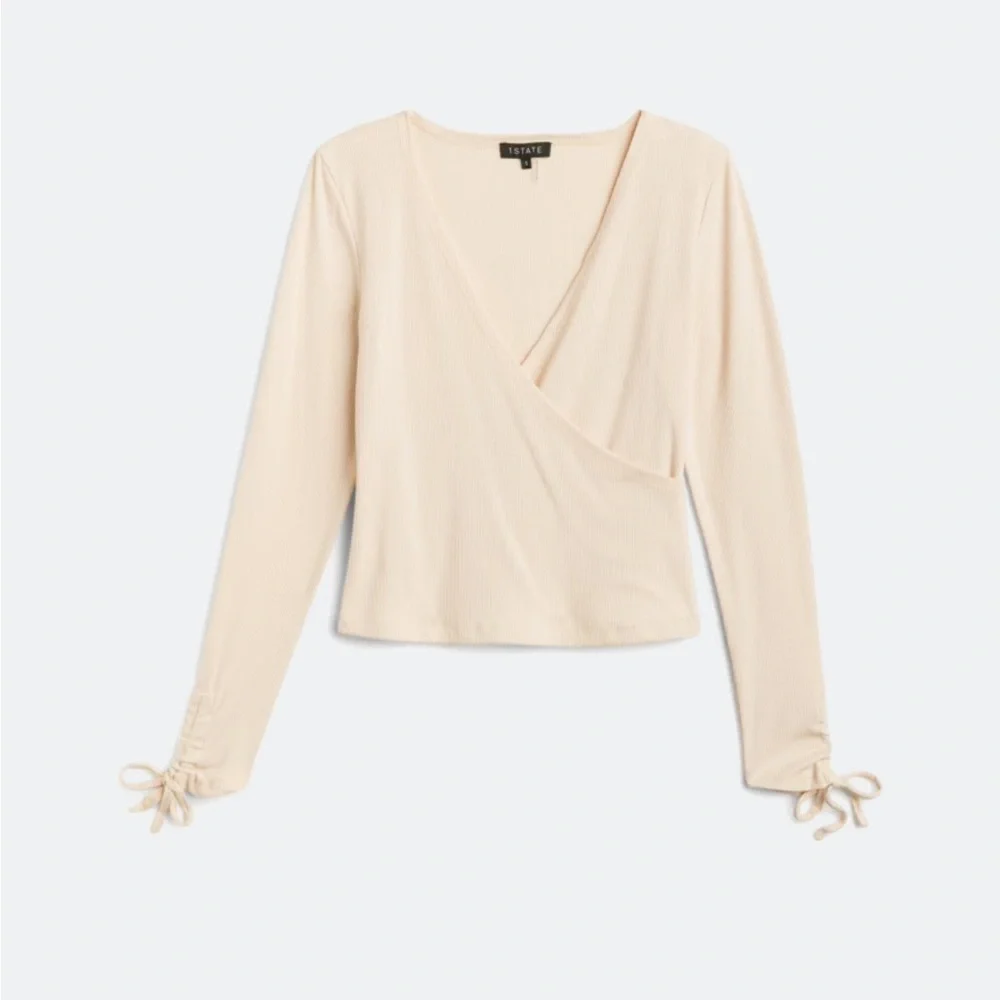1. State Women's Soft Cream V-Neck Blouse - Picture 1 of 6